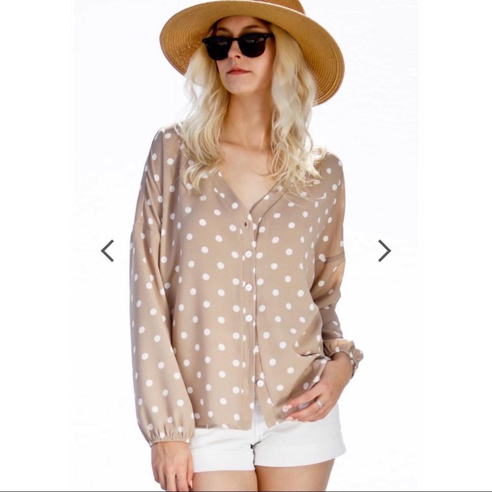My Story Polka Dot Tan Blouse